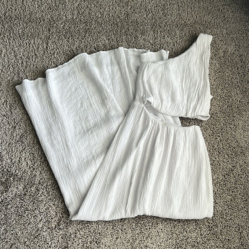 Abercrombie & Fitch white one shoulder cut out maxi dress